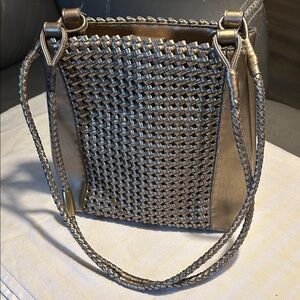 Liz Claiborne Woven Metallic Bronze colored Shoulder Bag Y2K